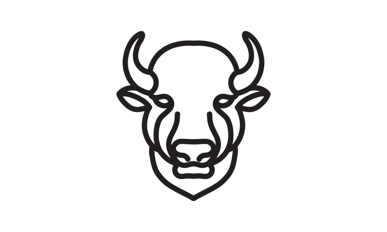 icône de ligne de vecteur de bison, dessin au trait de vecteur de tête d'animal, illustration d'animal isolé pour le logo desain