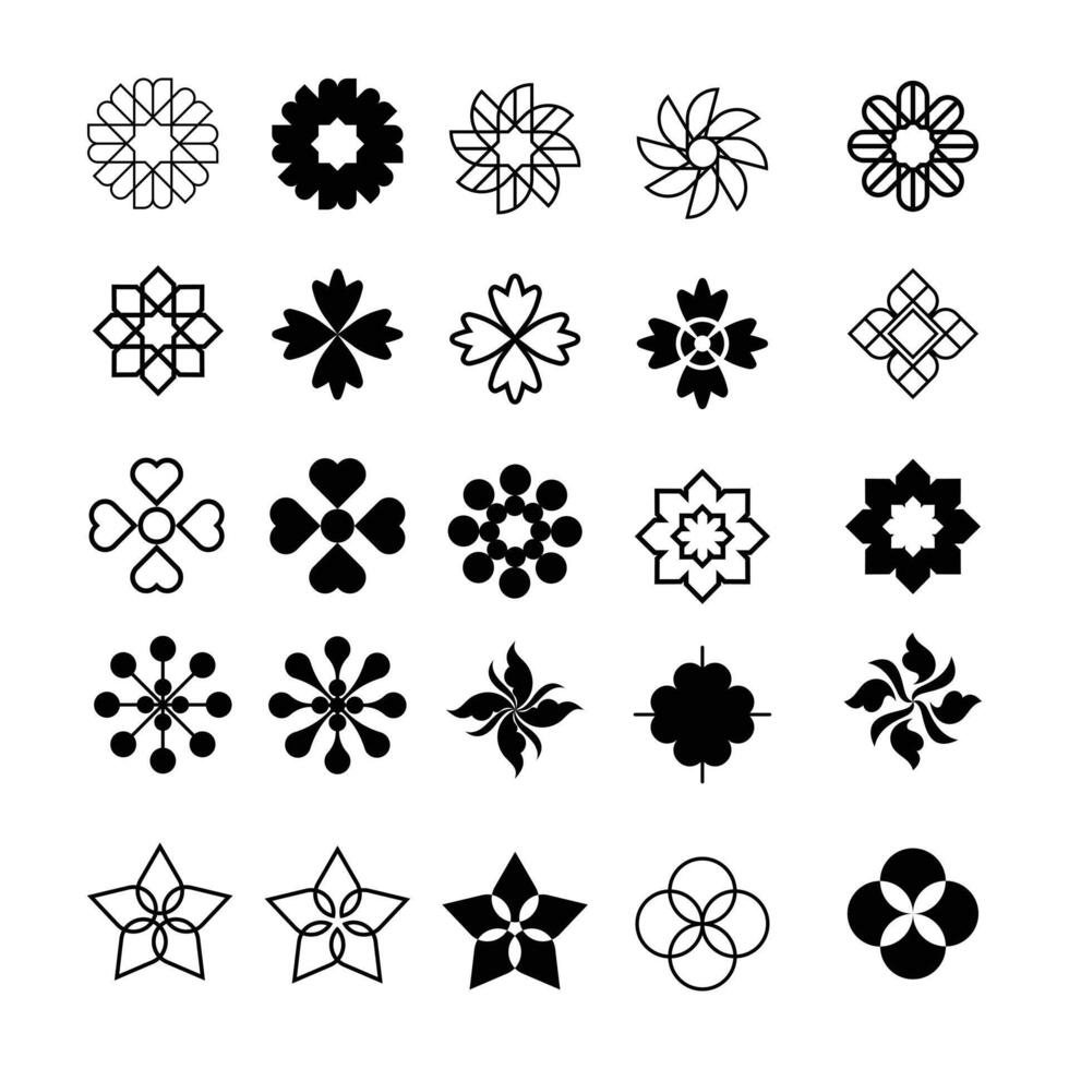 ensemble de collection d'icônes étoiles dans différents styles. illustrations d'étoiles adaptées à des éléments tels que des flocons de neige, des objets scintillants, des décorations, etc. vecteur