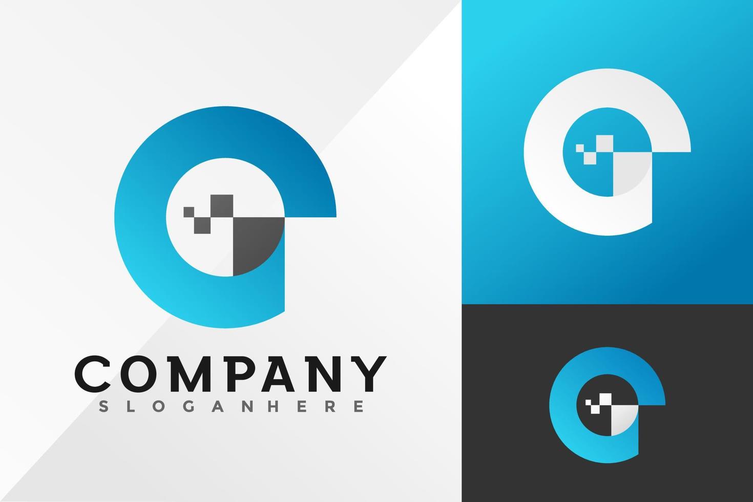 lettre g pixel creative logo design modèle d'illustration vectorielle vecteur