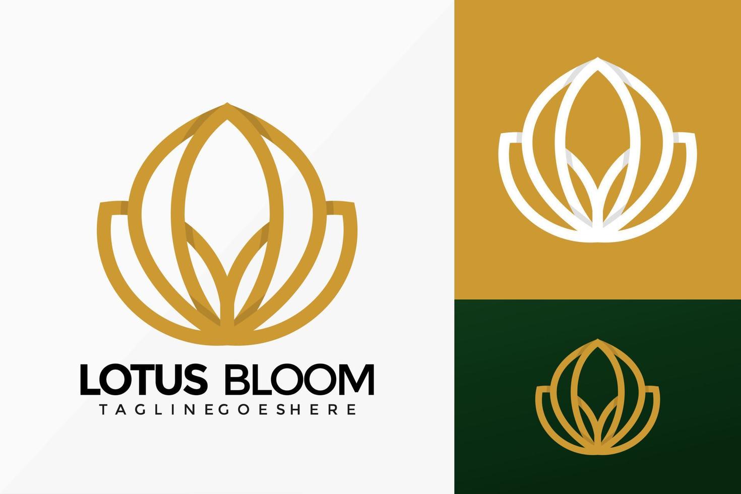 conception de vecteur de logo de fleur de lotus d'art de ligne de luxe. emblème abstrait, concept de conception, logos, élément de logotype pour le modèle.