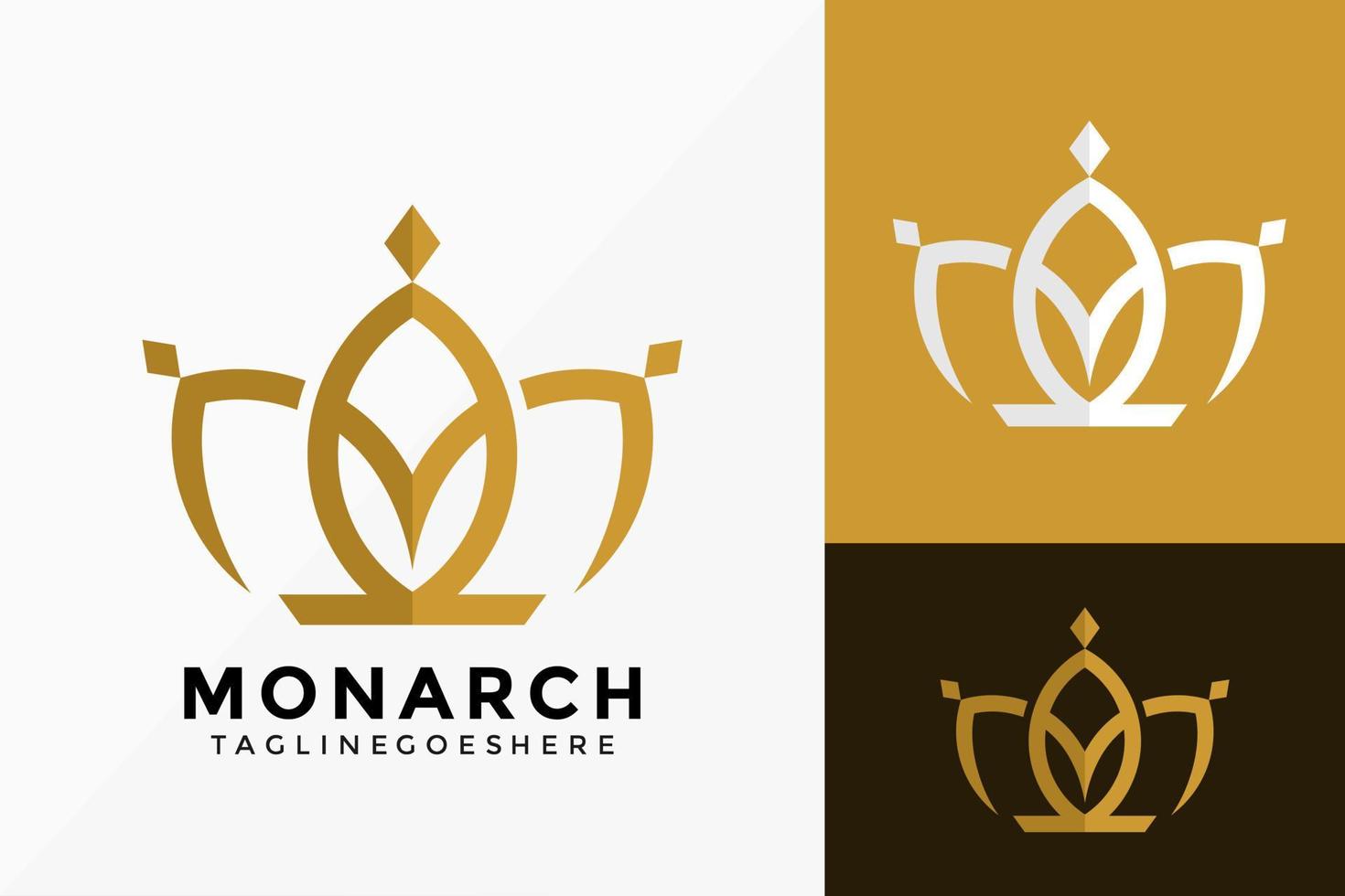 conception de vecteur de logo de couronne de monarque de luxe m. emblème d'identité de marque, concept de conception, logos, élément de logotype pour le modèle.