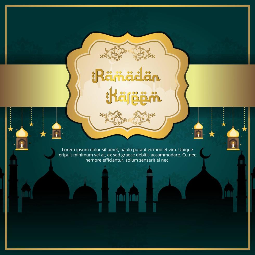 ramadan kareem fond luxe or modèle de conception de carte d'invitation exclusif premium vecteur