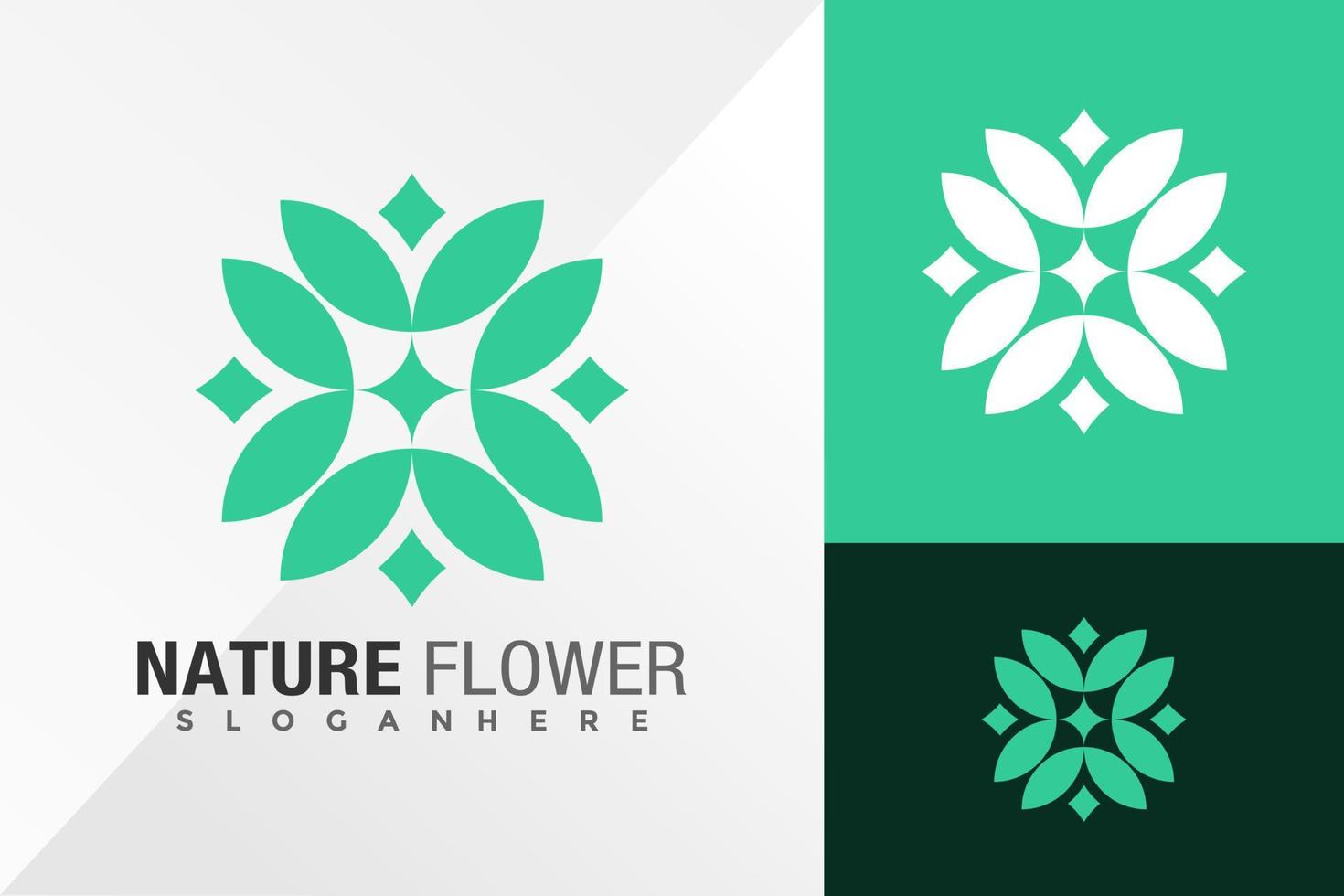 modèle d'illustration vectorielle de conception de logo de feuille de fleur nature vecteur