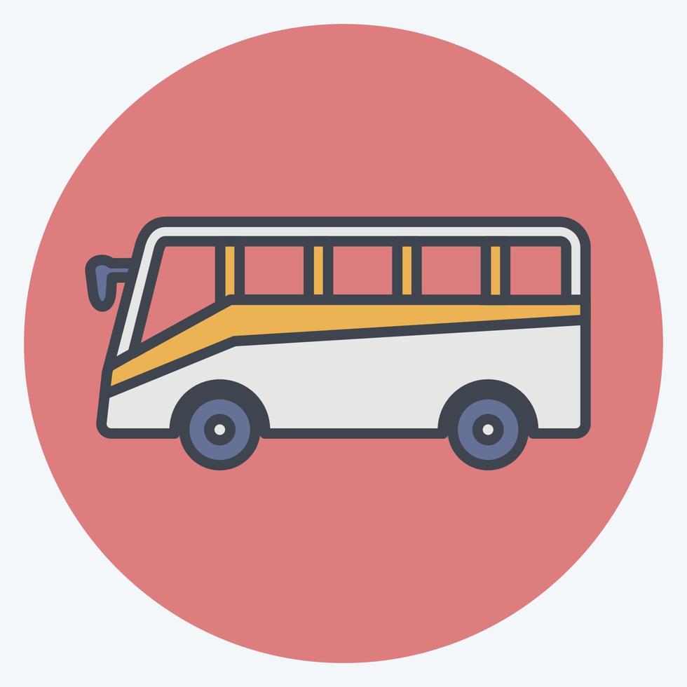 bus d'icône - style de compagnon de couleur - illustration simple, trait modifiable vecteur