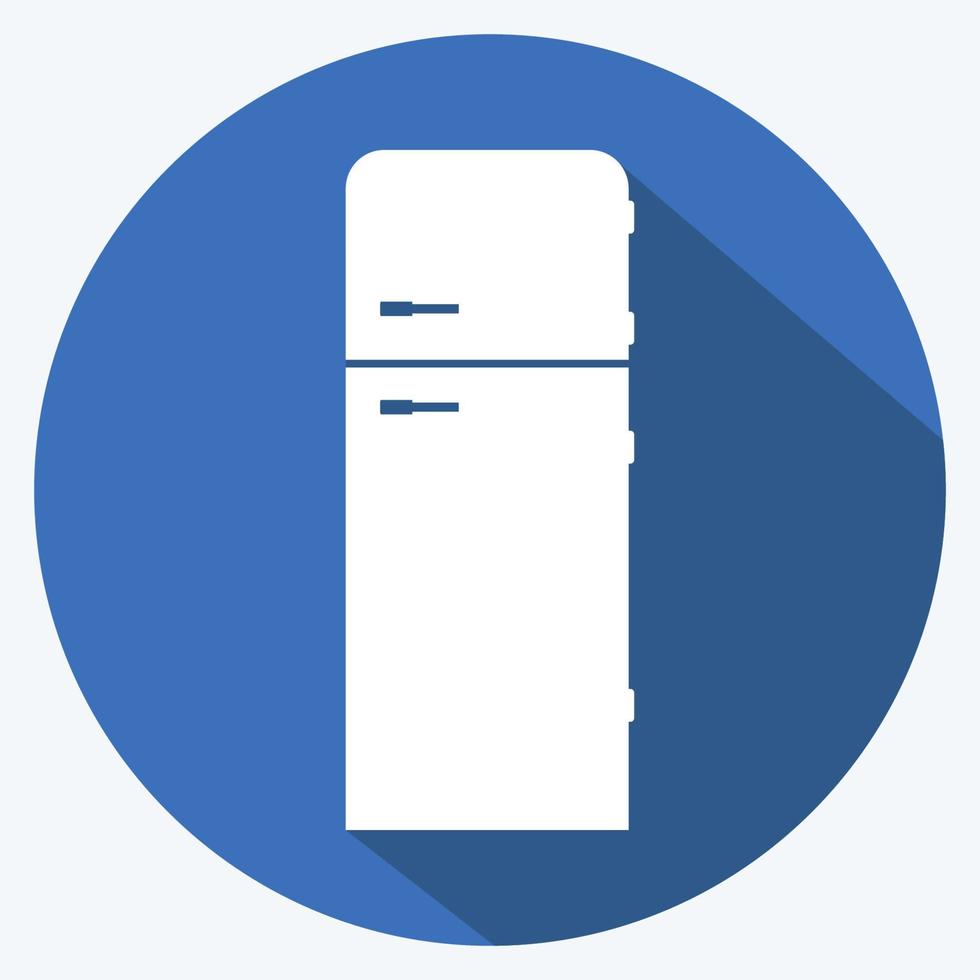 Réfrigérateur icône - style long shadow - illustration simple, trait modifiable vecteur