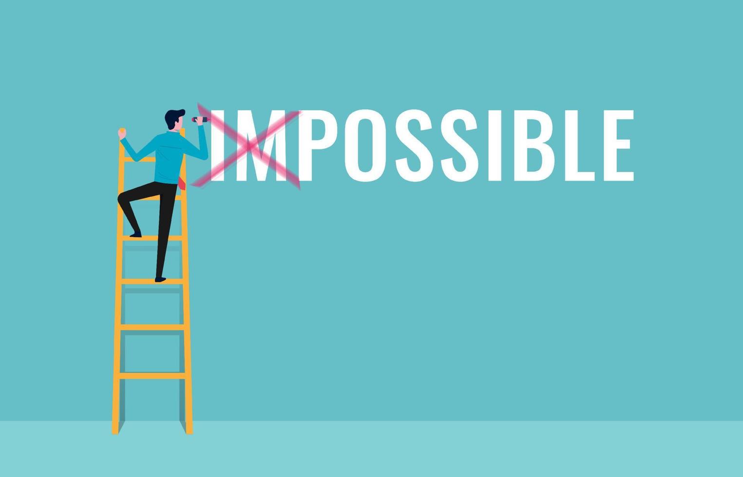 homme transformant le mot impossible en possible. illustration vectorielle vecteur