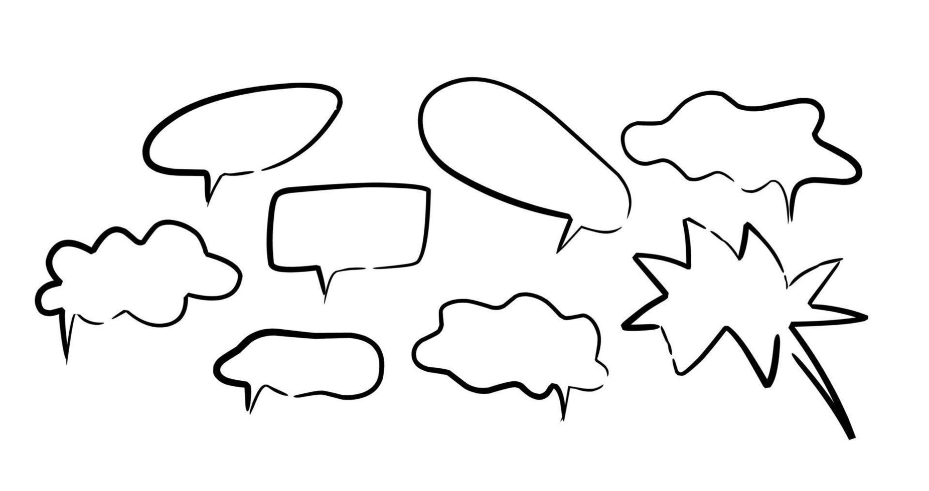 bulles de discours de griffonnage, formes de variété de ballons de discussion vecteur
