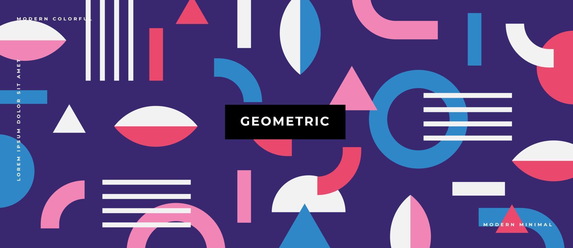 éléments de conception colorés de memphis. formes graphiques géométriques plates, cercle hipster, fond d'illustration triangulaire. vecteur