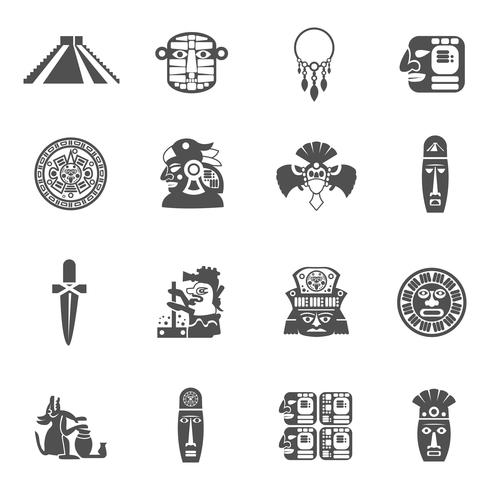 icônes maya noir vecteur