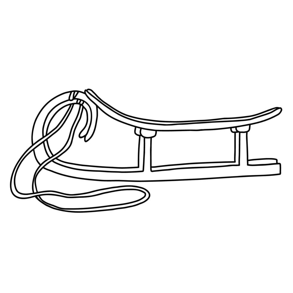 illustration de croquis de doodle dessinés à la main traîneau isolé sur blanc. contour noir. vecteur