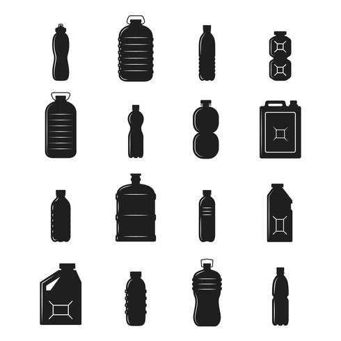 Silhouettes de bouteilles en plastique vecteur