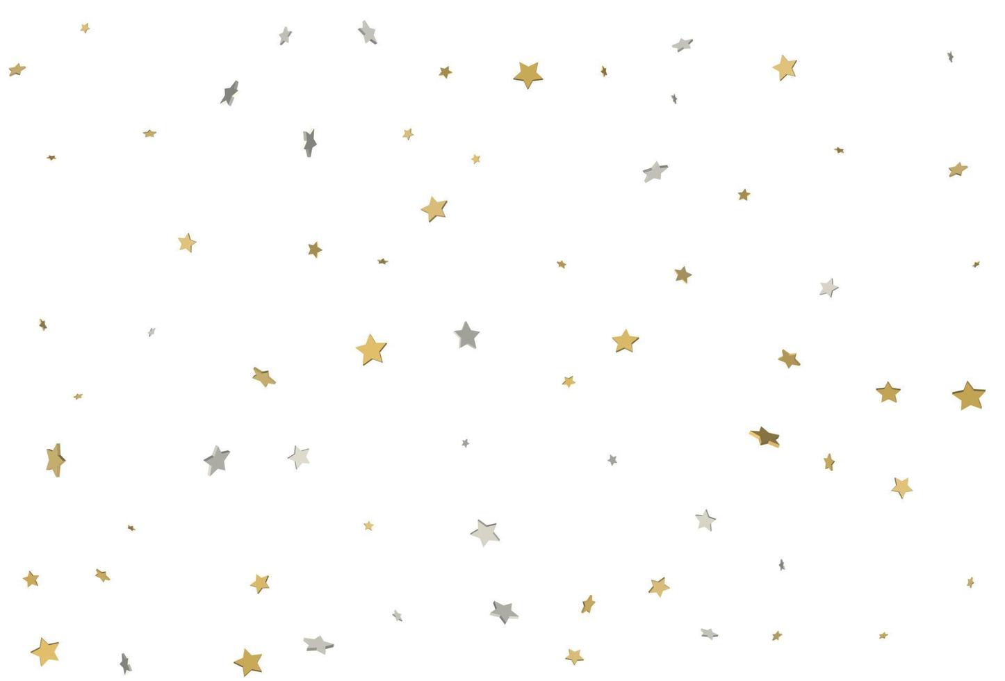 confettis étoiles d'or et d'argent 3D. fond de vacances festives. vecteur. vecteur
