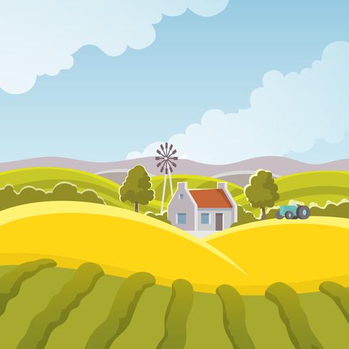 Illustration de paysage rural vecteur