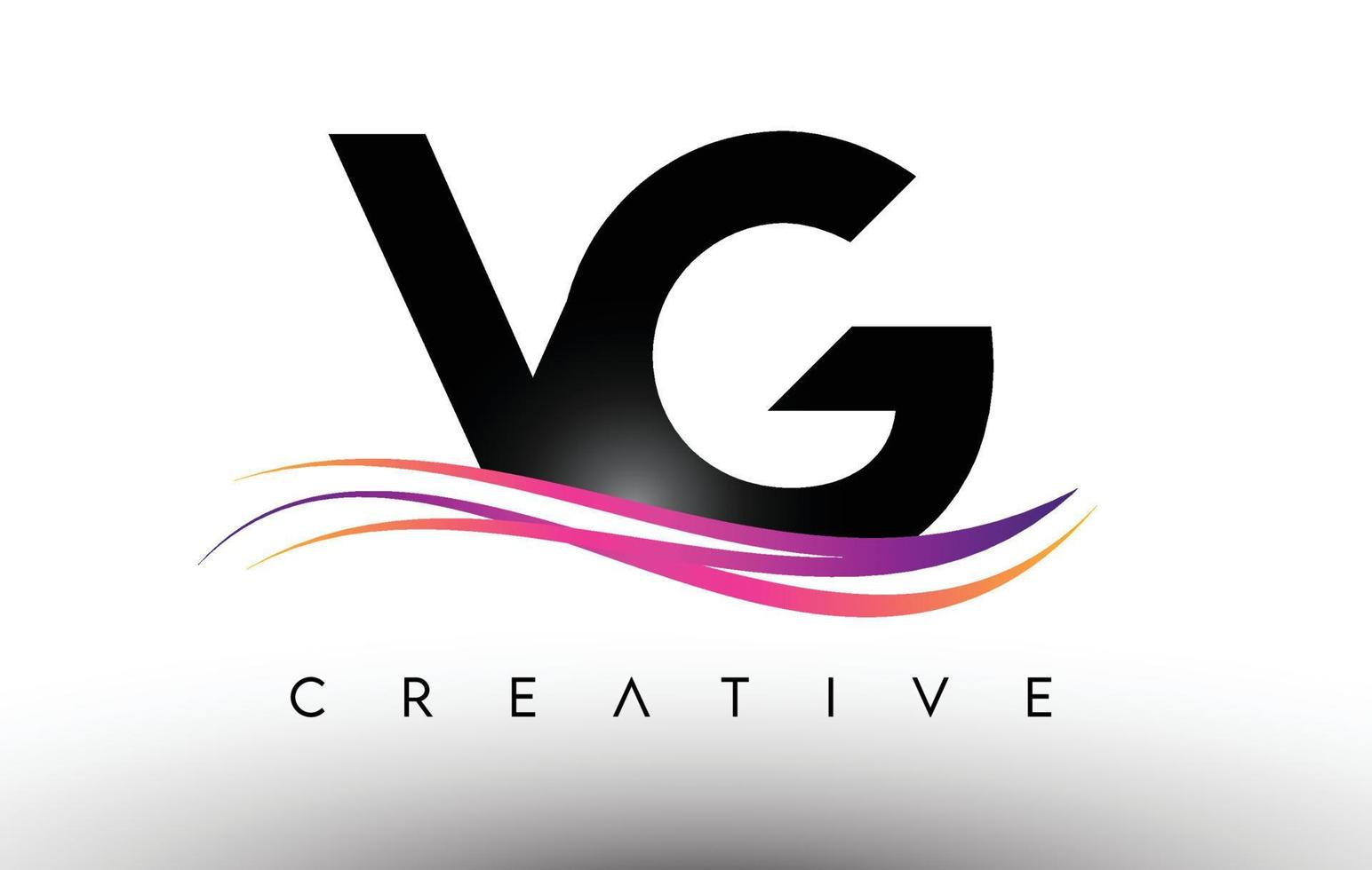 icône de conception de lettre de logo vg. lettres vg avec des lignes swoosh créatives colorées vecteur