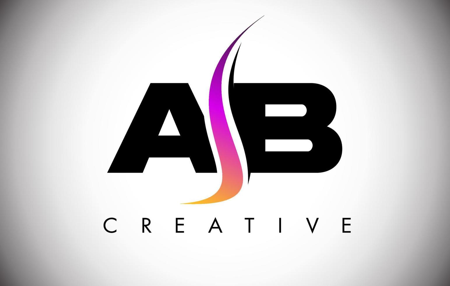 création de logo de lettre ab avec shoosh créatif et look moderne vecteur