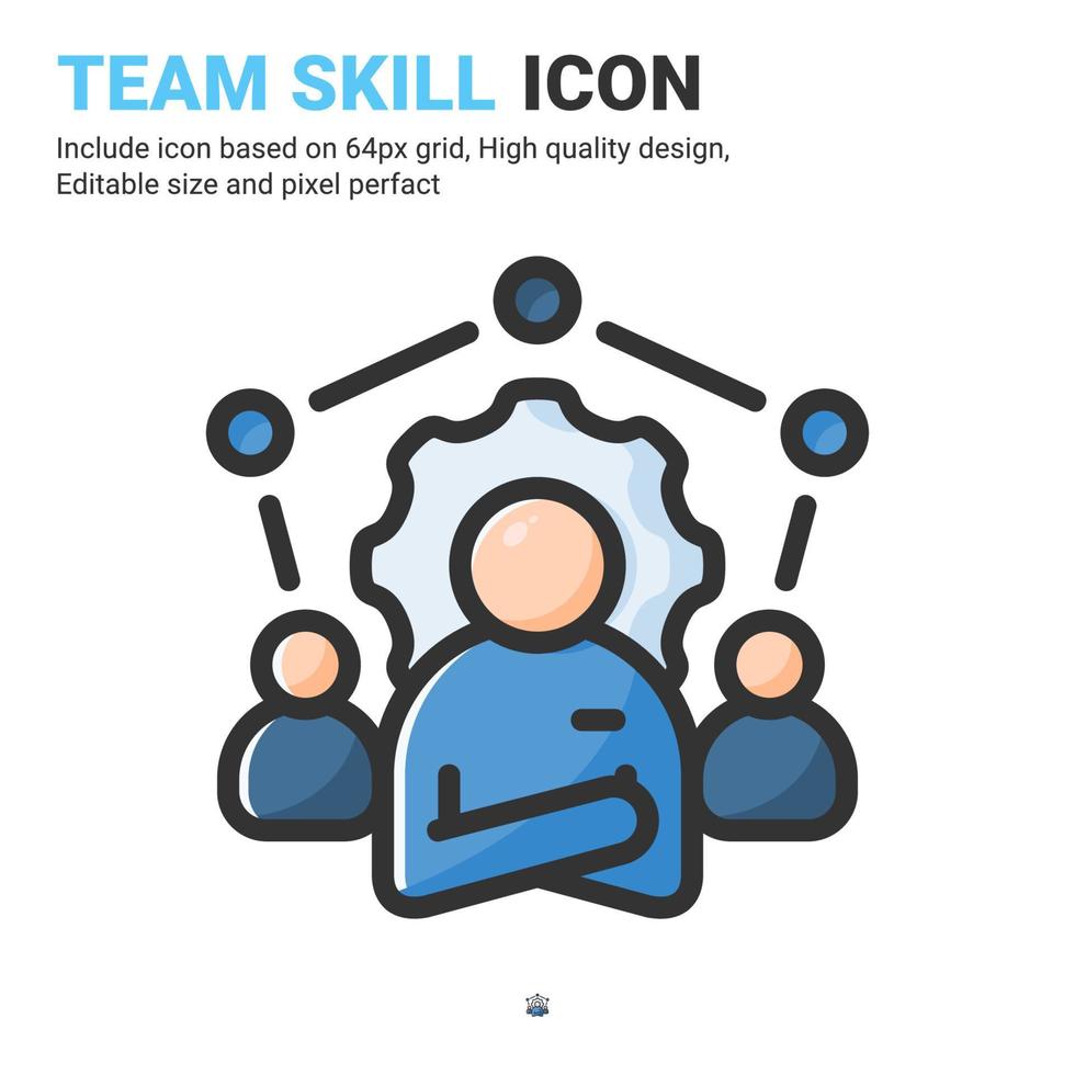 vecteur d'icône de compétence d'équipe avec style de couleur de contour isolé sur fond blanc. illustration vectorielle concept d'icône de symbole de signe de leadership pour les affaires, la finance, l'industrie, l'entreprise, les applications, le web et le projet