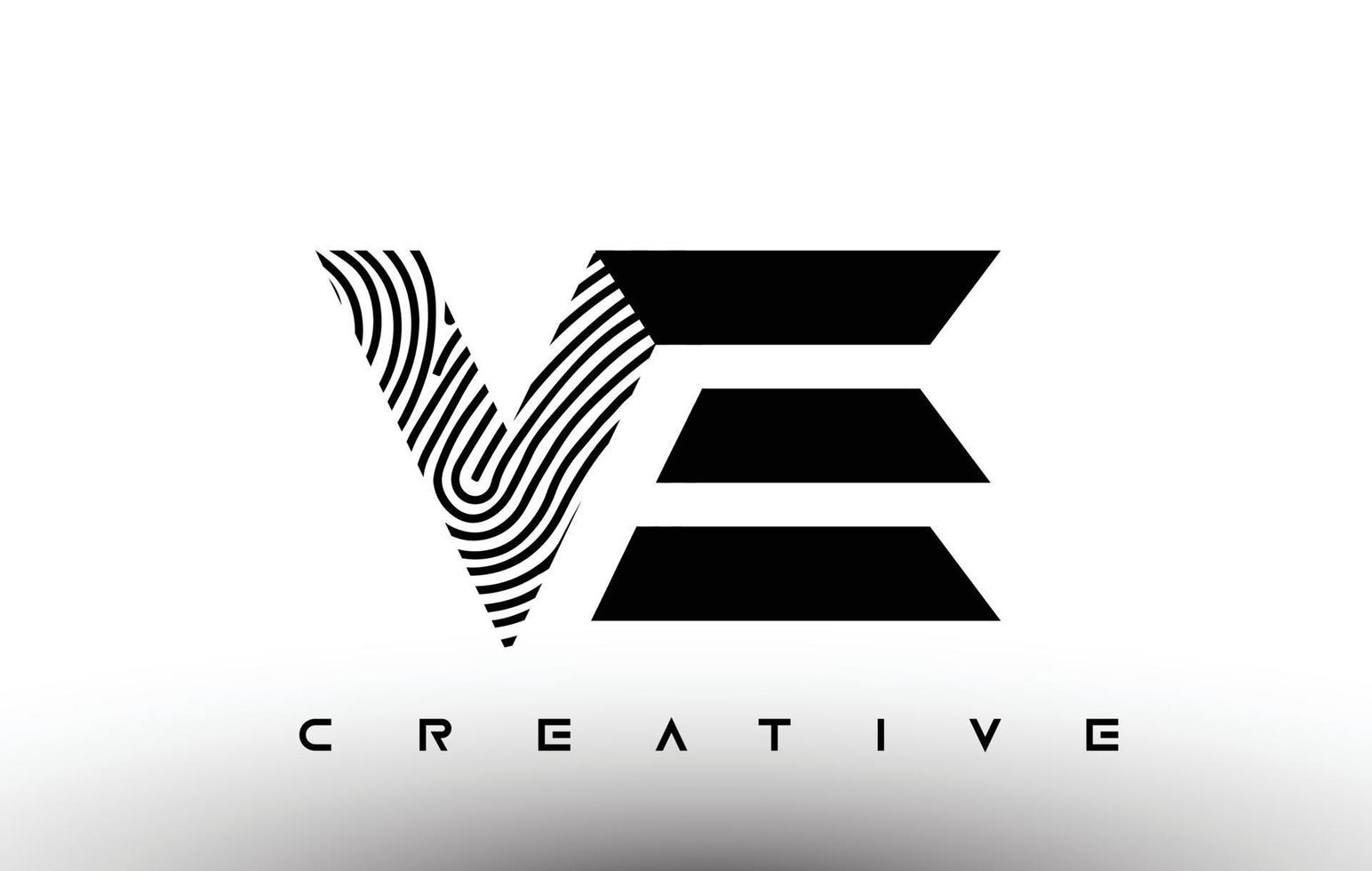 ve création de logo de lettre de zèbre d'empreintes digitales. ve logo avec vecteur d'icône créative d'empreintes digitales