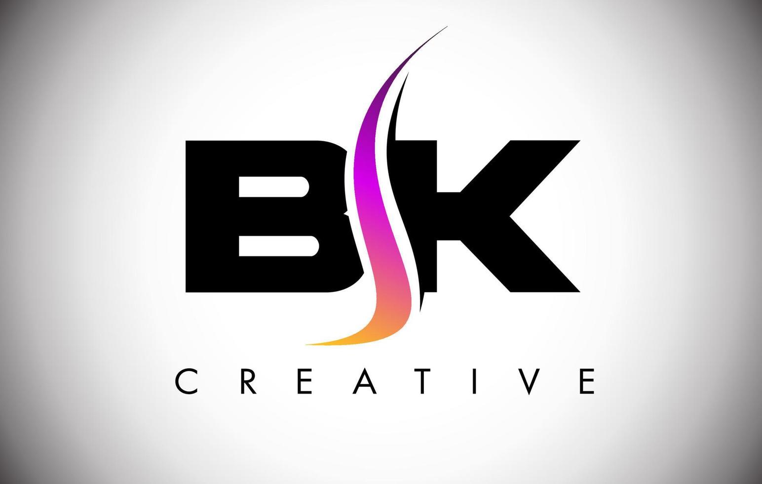 création de logo de lettre bk avec shoosh créatif et look moderne vecteur