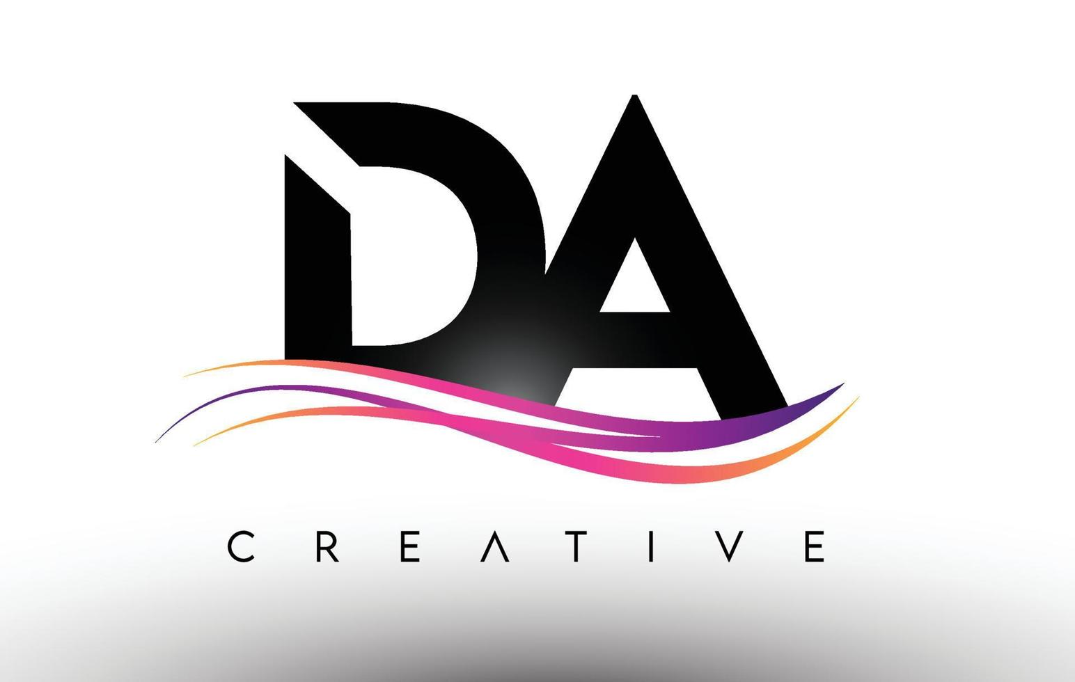 icône de conception de lettre de logo da. lettres da avec des lignes swoosh créatives colorées vecteur