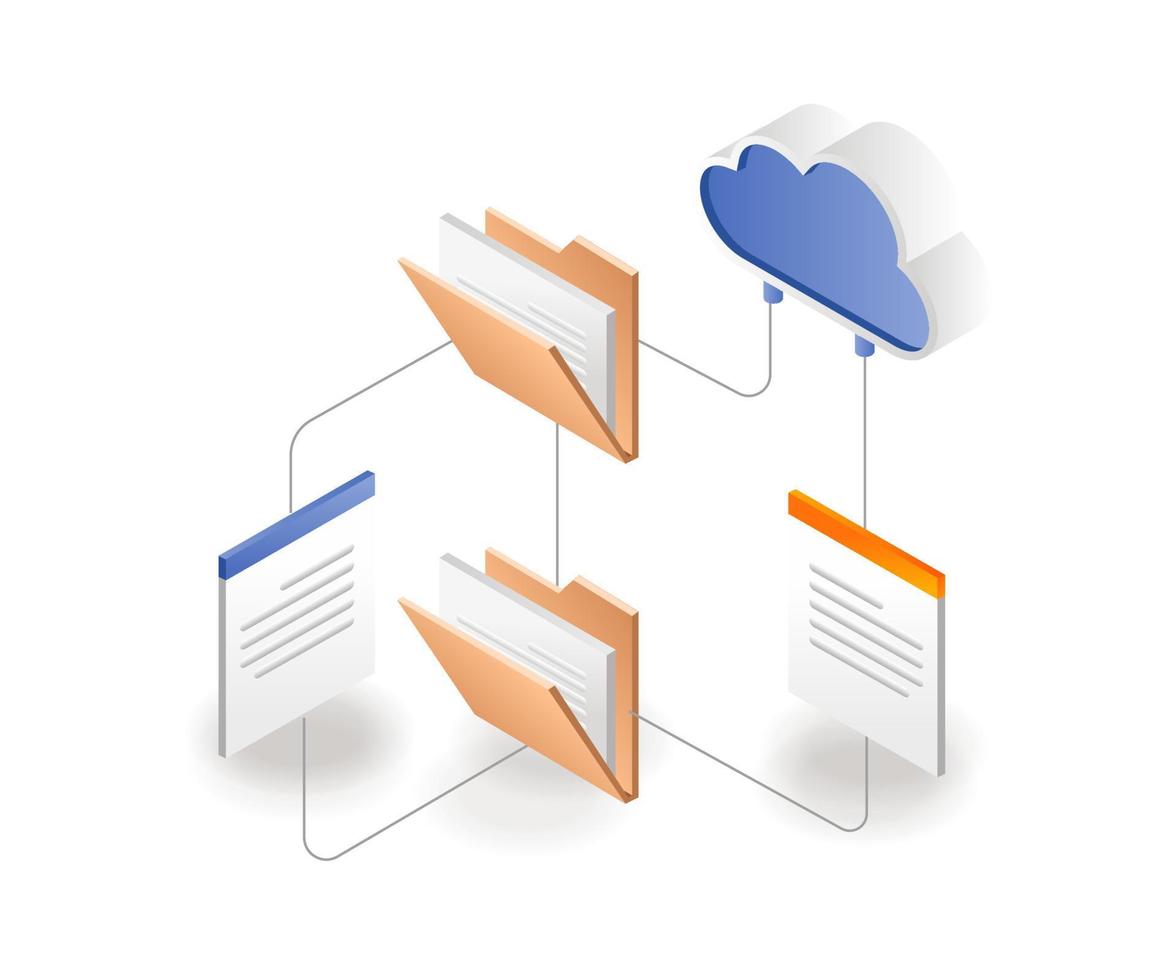 réseau de données du serveur cloud en illustration isométrique vecteur