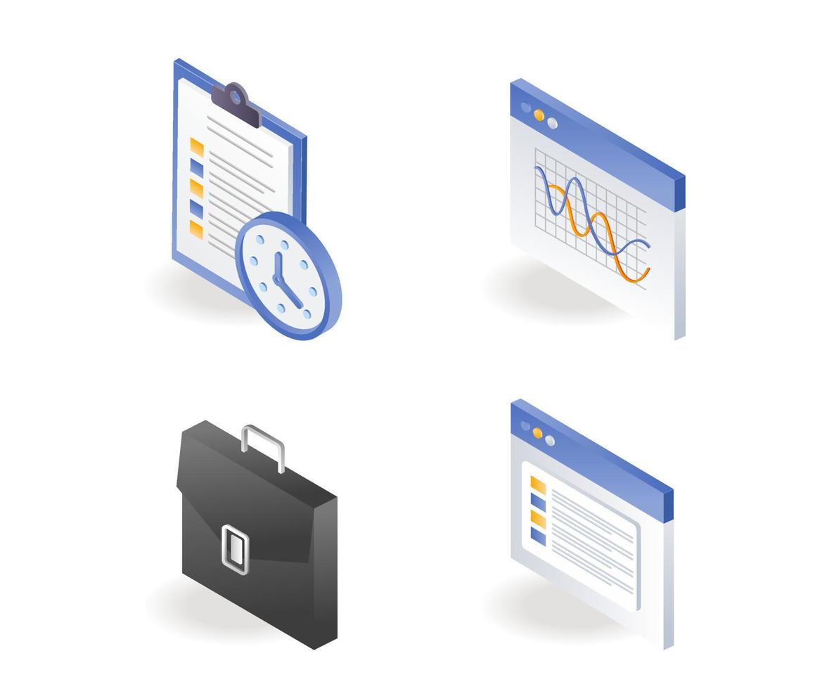 un ensemble d'analyses de données d'icônes et de plans de planification vecteur