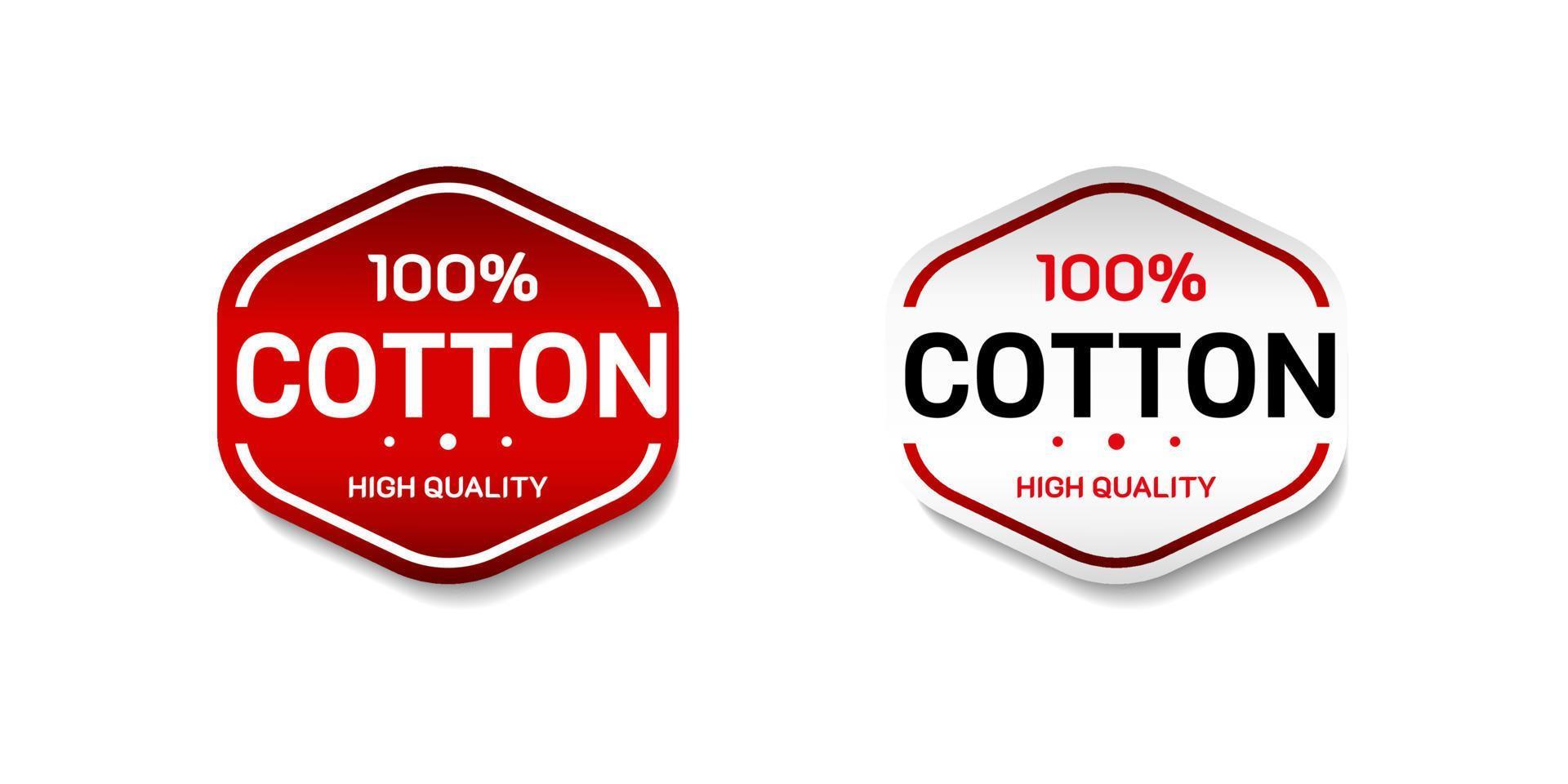 Étiquette autocollante 100 pour cent en coton. pour l'étiquette de produit de vêtements rouges commerciaux. avec symbole étoile. conception d'illustration vectorielle premium et luxe vecteur