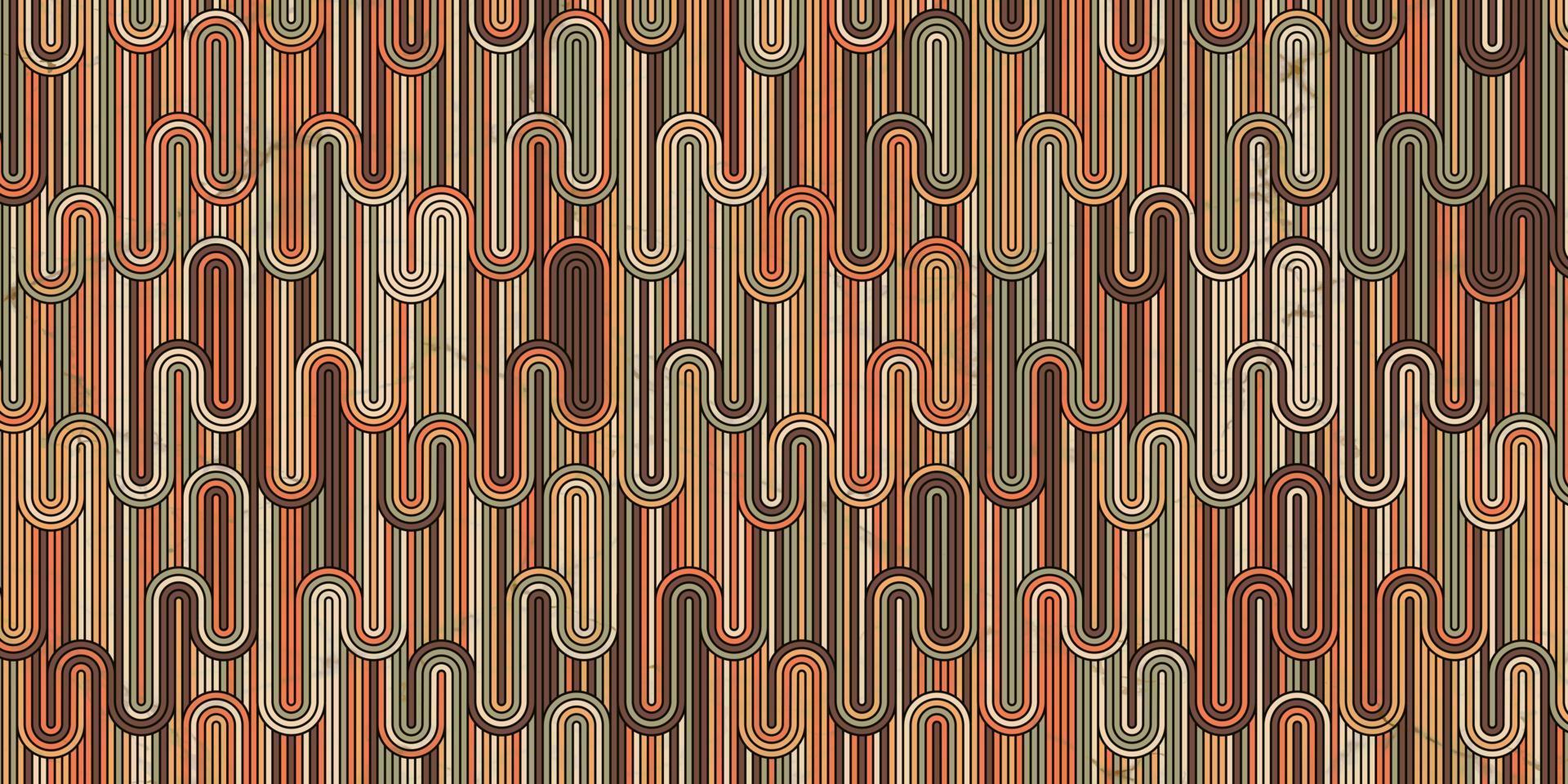 motif géométrique avec style rétro de lignes de vague de cercle vecteur