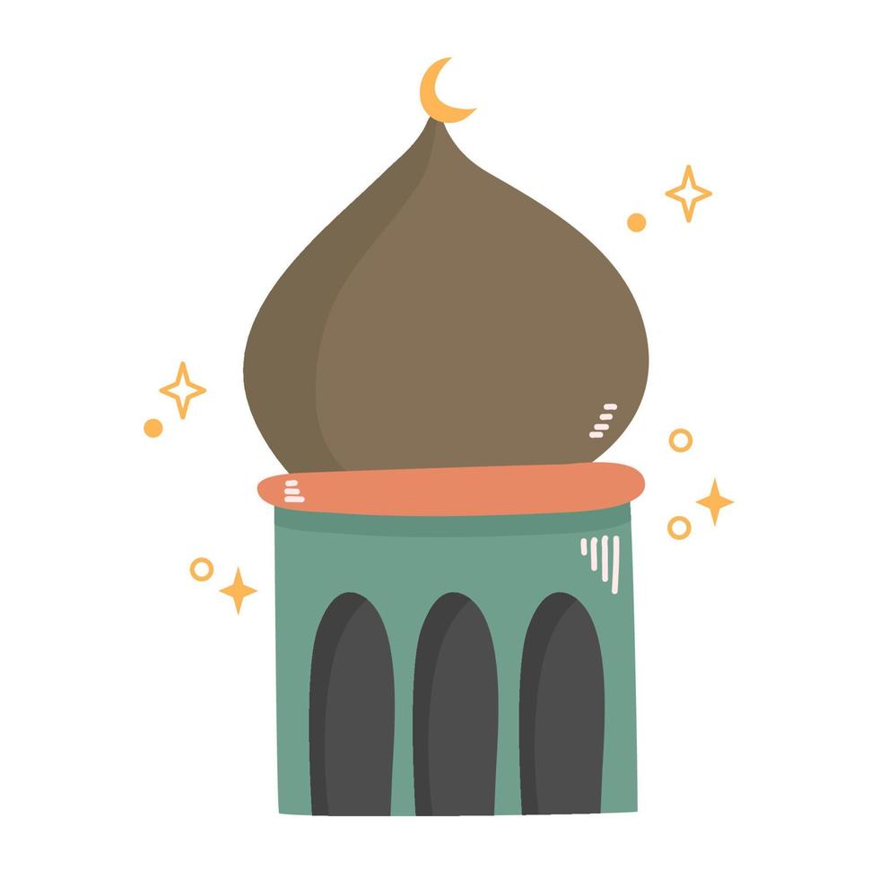 illustration mignonne colorée de la mosquée vecteur
