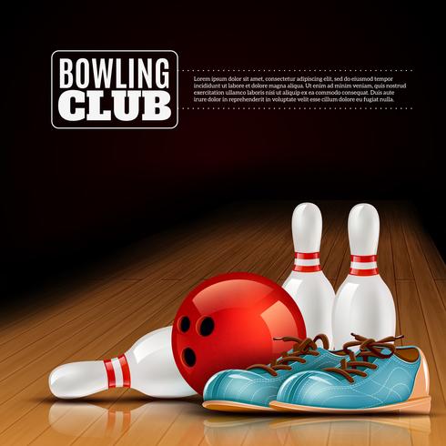 Affiche du club intérieur de la ligue de bowling vecteur