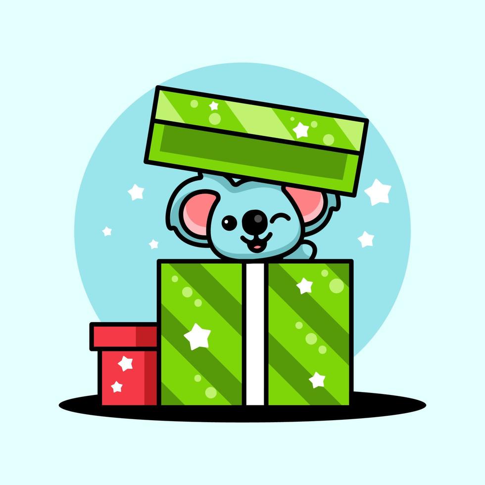 koala mignon ouvre des cadeaux de noël vecteur