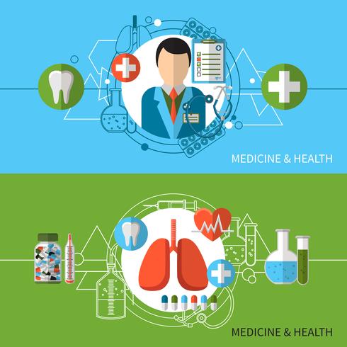 Ensemble de bannières de médecine et de santé vecteur