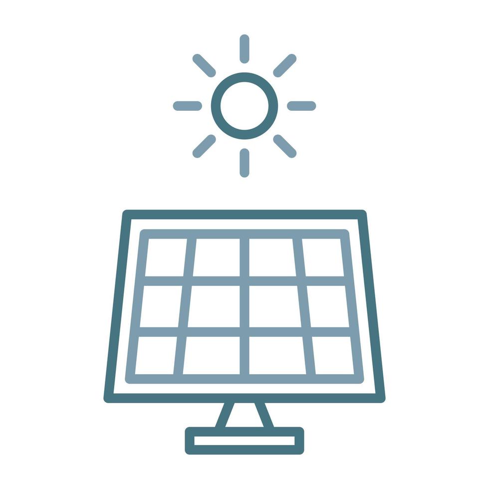icône de deux couleurs de ligne de panneau solaire vecteur