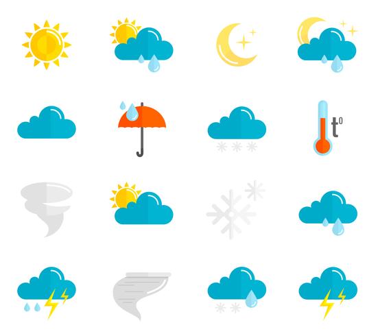 Ensemble d&#39;icônes météo vecteur