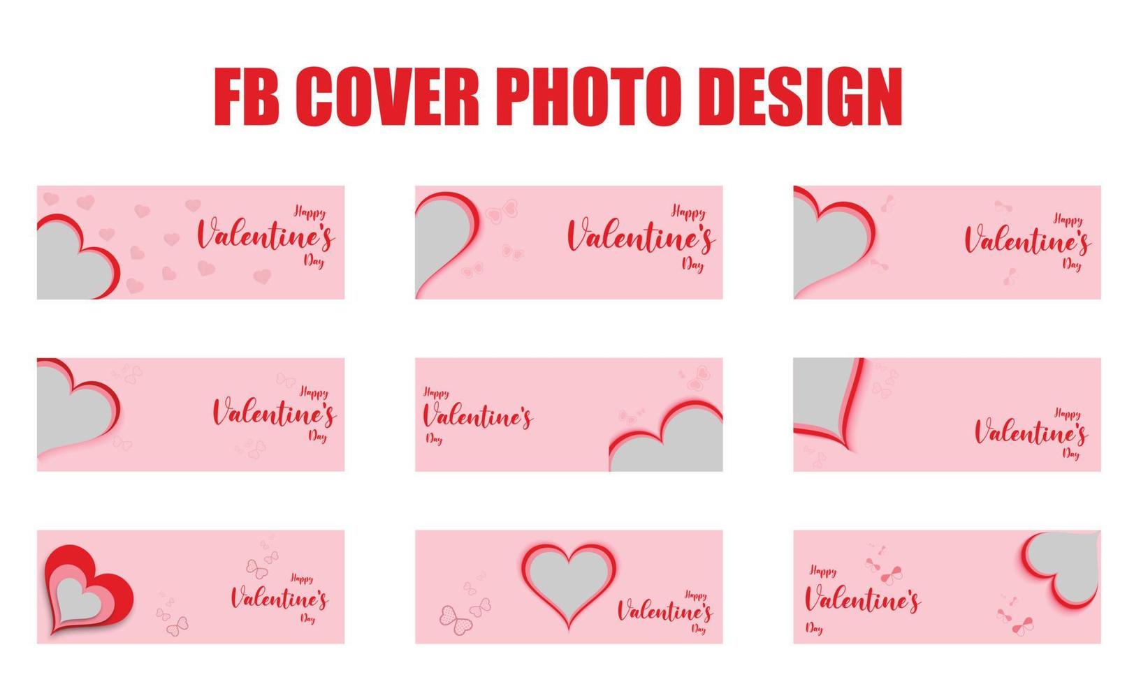 conception de photo de couverture rouge et rose de la saint valentin partie quatre vecteur