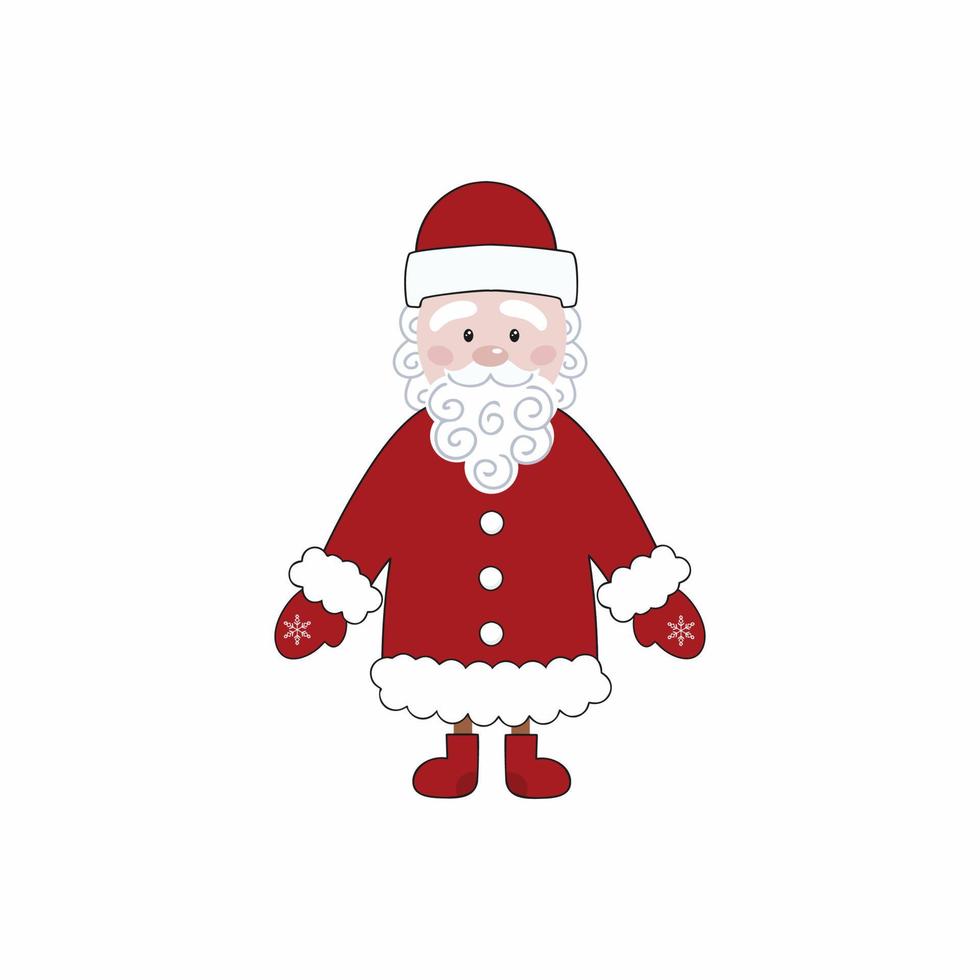 figure du père noël russe sur fond blanc. jouet d'arbre de Noël plat de vecteur. symbole du nouvel an et de noël. vecteur