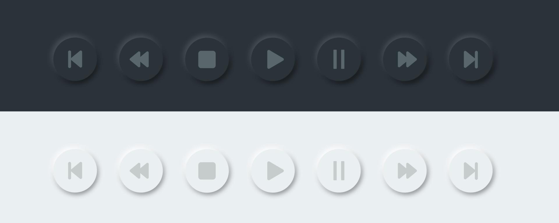 jeu d'icônes de boutons de lecteur multimédia. style de conception de néomorphisme. illustration vectorielle eps 10. vecteur