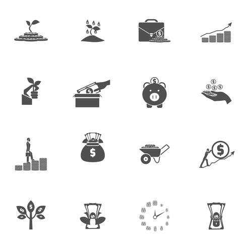 Investissement Silhouette Icon Set vecteur