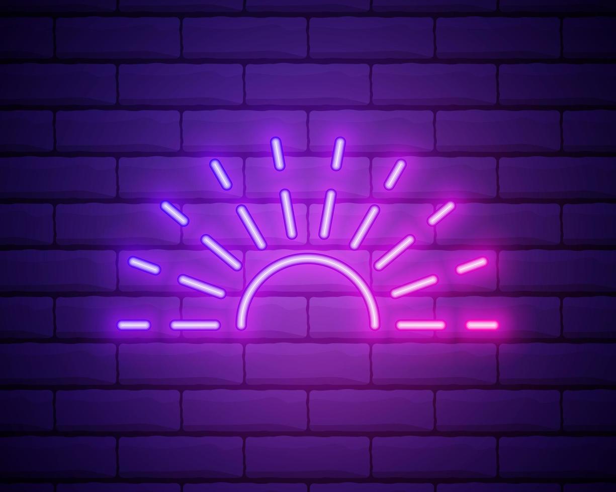 icône de ux ui néon lumineux rose soleil. vecteur de logo signe rougeoyant isolé sur backogrund de mur de brique.
