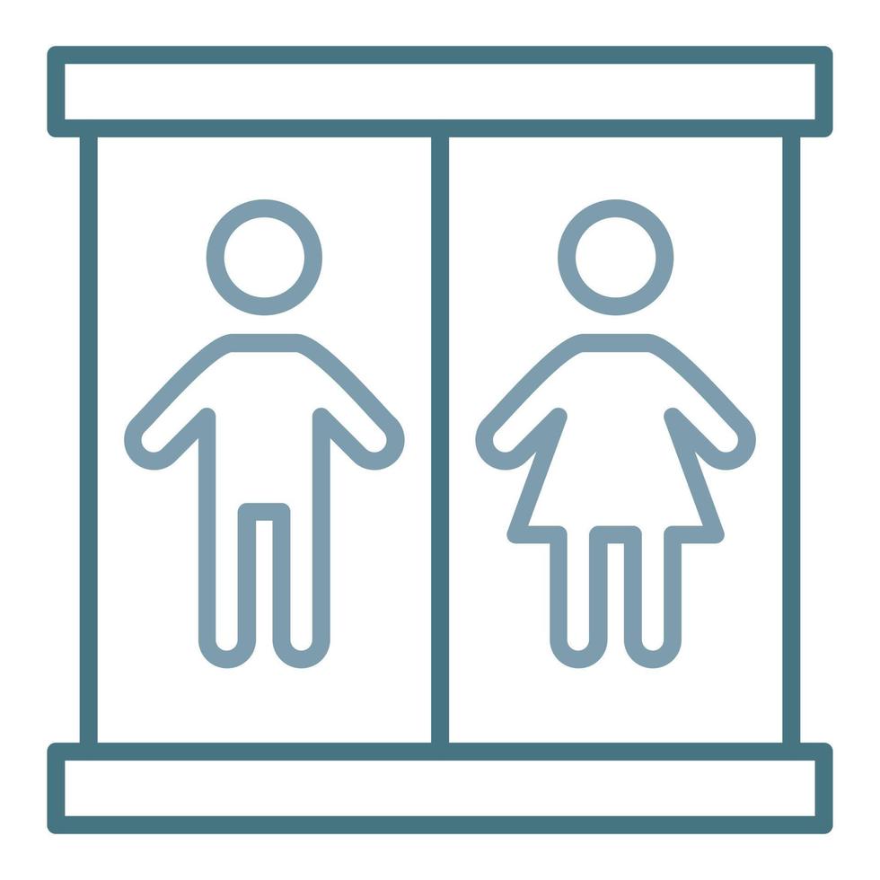 icône de deux couleurs de ligne de toilettes vecteur