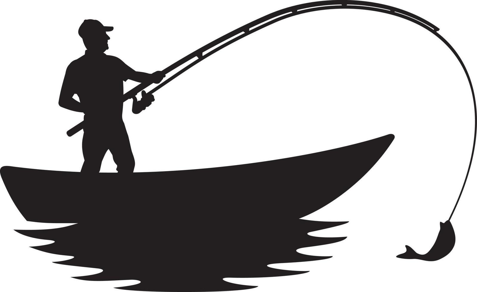vecteur de silhouette de pêcheur