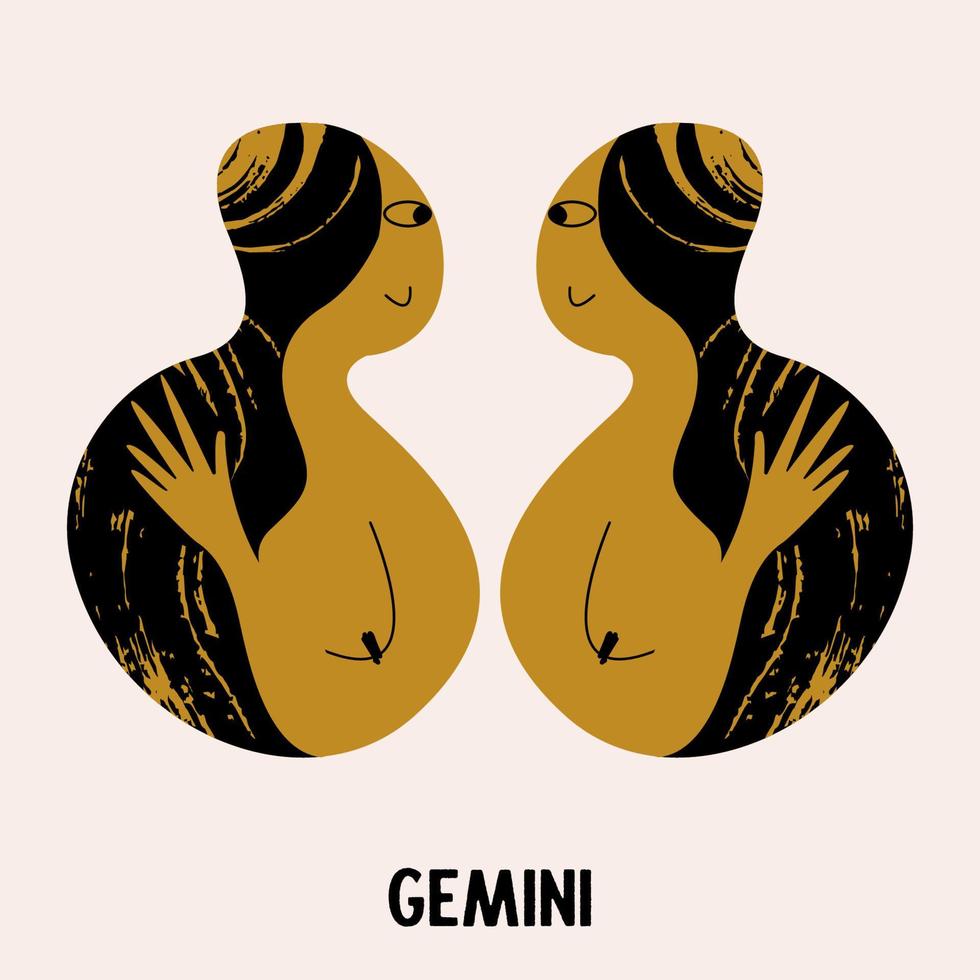 Gémeaux. signe du zodiaque. deux filles sont jumelles. constellation des gémeaux. illustration vectorielle dans un style plat. vecteur