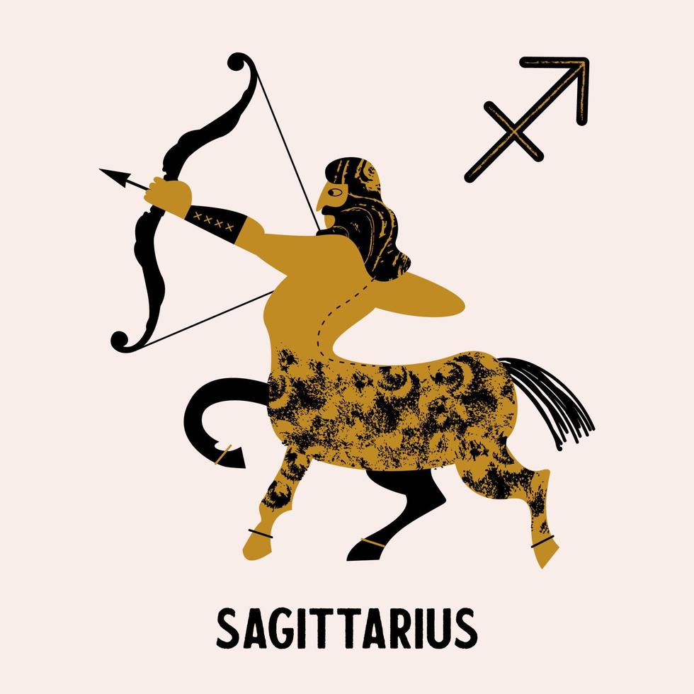 Sagittaire. signe du zodiaque. le centaure tire à l'arc. emblème de vecteur. vecteur