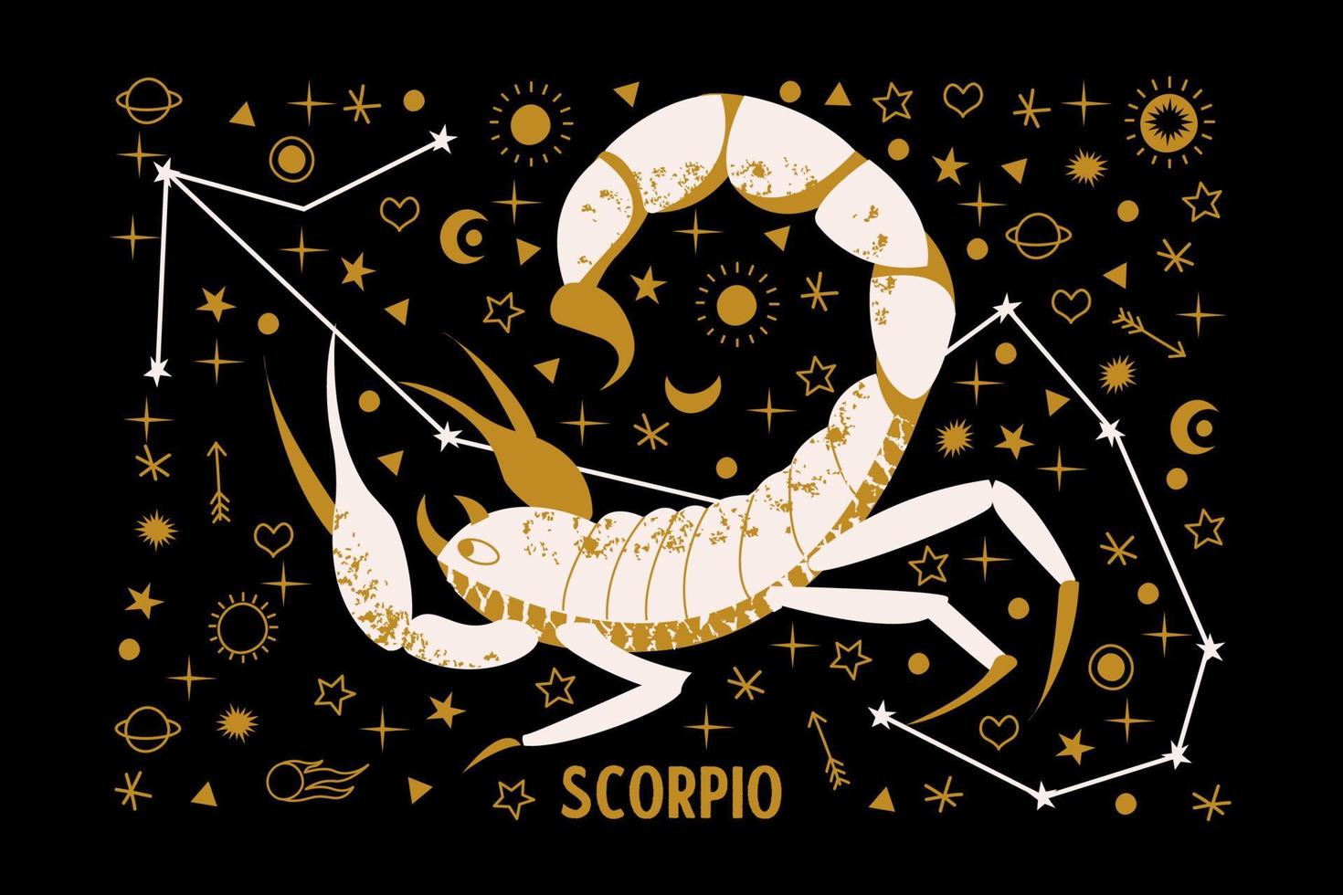 signe du zodiaque scorpion. constellation du scorpion. illustration vectorielle. vecteur