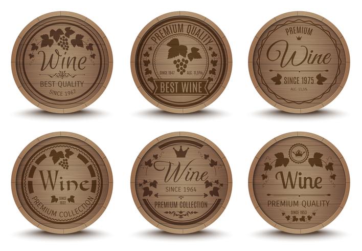 Jeu d&#39;icônes de tonneaux de vin vecteur