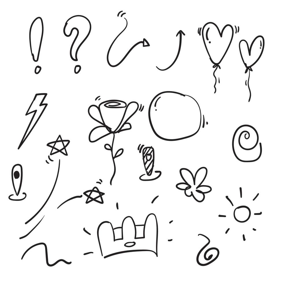 doodle collection d'objets divers avec style cartoon dessiné à la main vecteur
