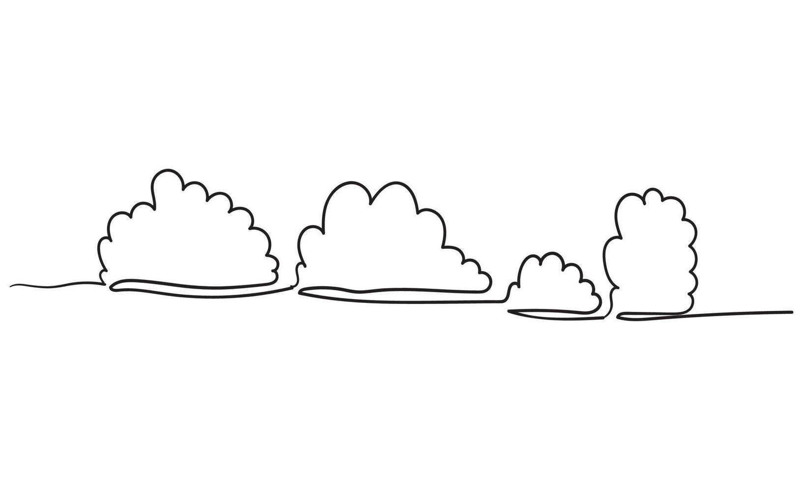 dessin au trait continu. style de dessin à la main clouds.doodle vecteur