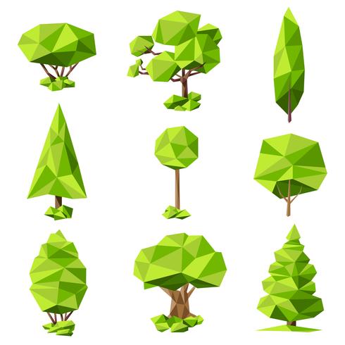 Ensemble de pictogrammes abstrait arbres vecteur