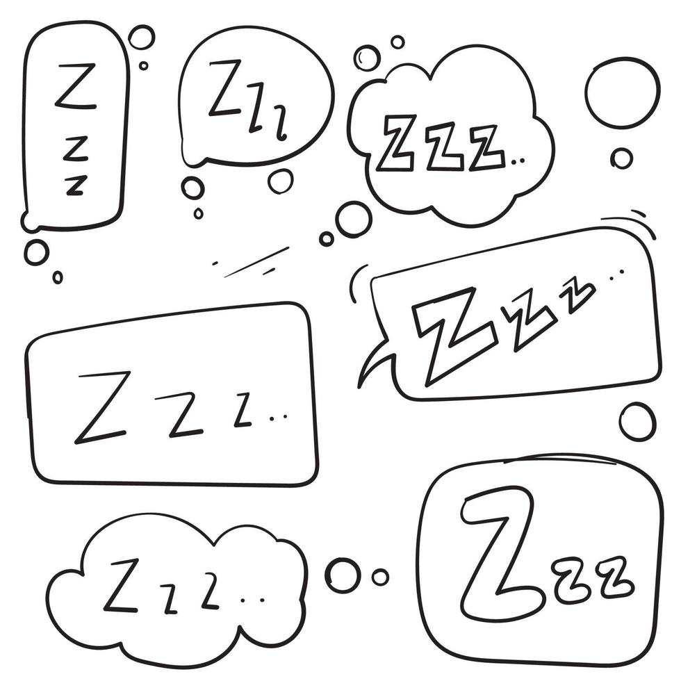 Doodle zzz symbole d'illustration pour endormi isolé sur fond blanc vecteur