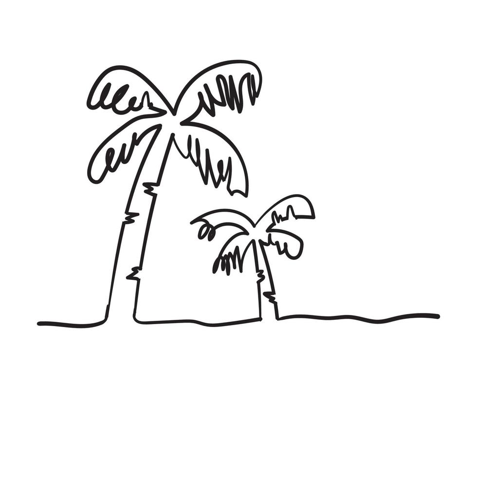 dessin au trait continu d'un style de dessin à la main doodle de noix de coco naturel vecteur