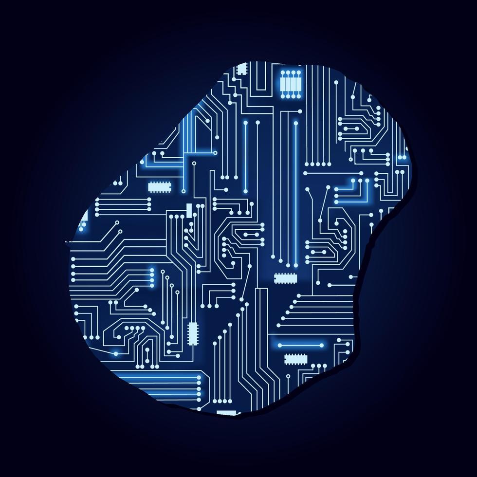 carte de contour de nauru avec un circuit électronique technologique. vecteur